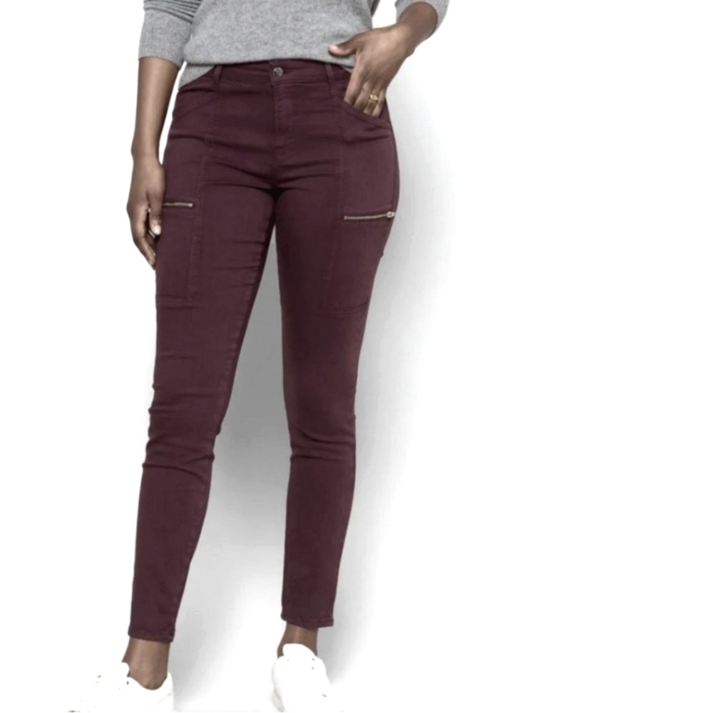 PISTOLA Burgundy Cargo Zipper Skinny Jeans